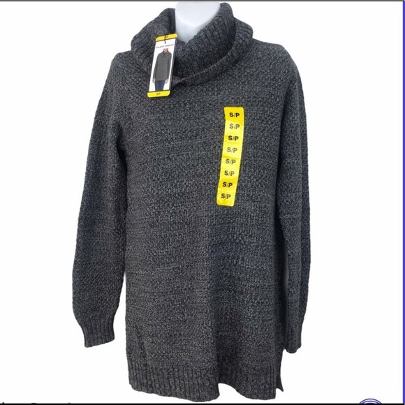 Hilary Radley knit cowl neck Grey long sleeve sweater women size S - Picture 2 of 16